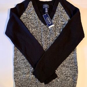 Chaps Black & White Marled New V-Neck Sweater